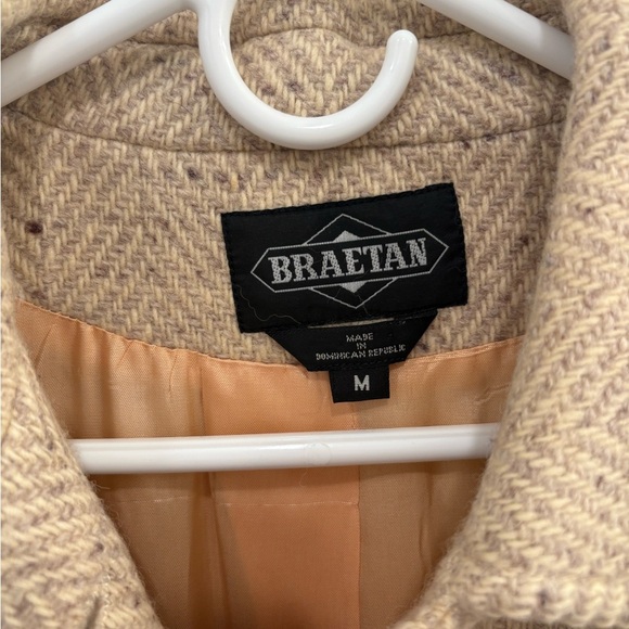 Vintage Braetan Cream Beige Wool Tweed Coat Size Medium - Picture 2 of 12